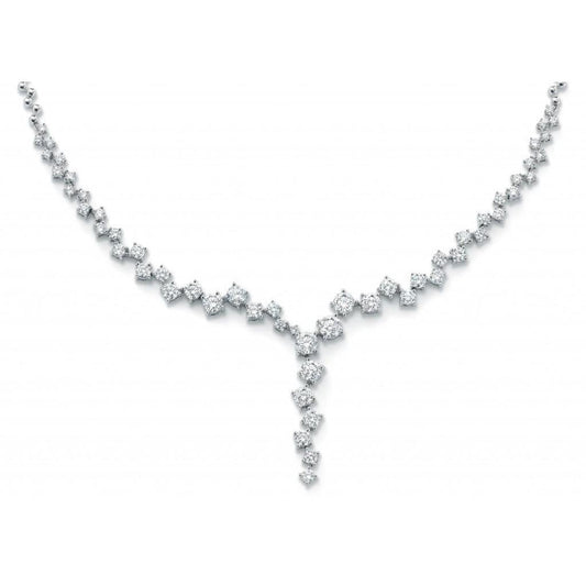 Collana Di Gioielli Da Donna Con Genuino Diamanti Rotondi Da 16 Carati In Oro Bianco Massiccio 14K