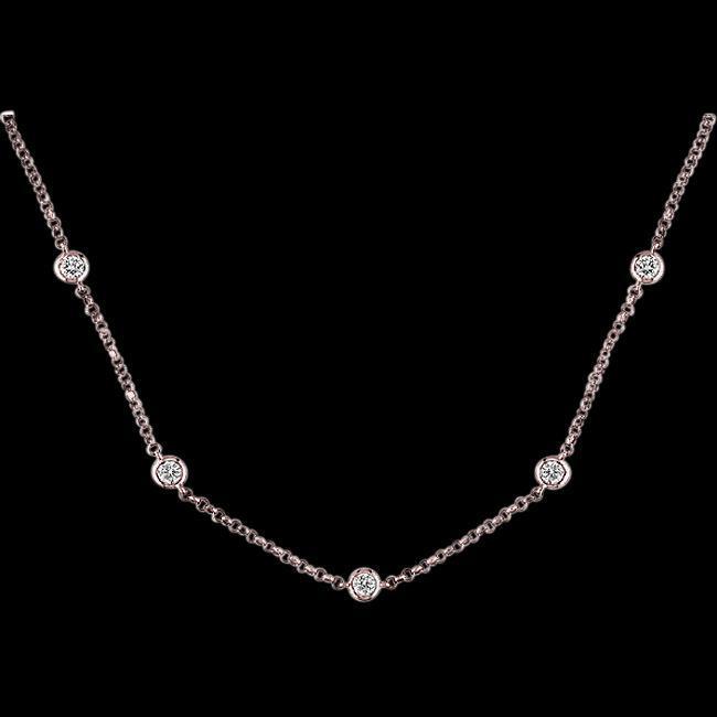 Collana In Oro Rosa Con Vero Diamanti Da 3.50 Carati Con Ciondolo In Oro Rosa