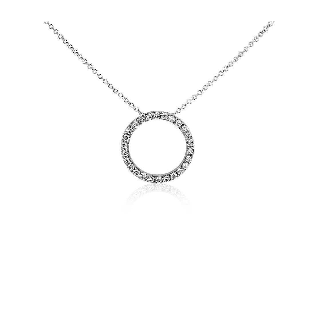 Collana Pendente A Cerchio Con Genuino Diamante Tondo Da 2,60 Carati In Oro Bianco 14K