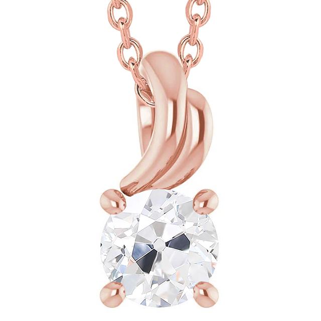 Collana Pendente Antica Con Naturale Diamanti Taglio Rotondo Da 3,50 Carati Vecchia Miniera In Oro Rosa 14K
