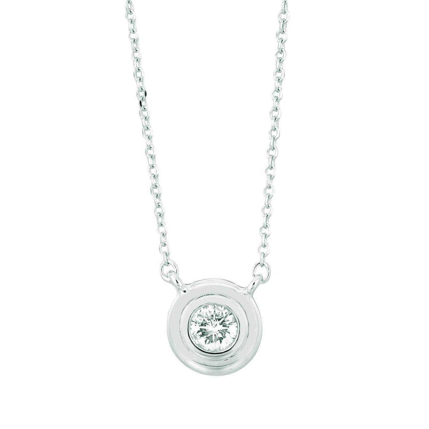 Collana Pendente Con Castone Solitario Di Vero Diamanti 0,50 Carati In Oro Bianco 14K