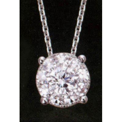 Collana Pendente Con Catena In Naturale Diamante Tondo Da 1 Carati E Oro Bianco 14K