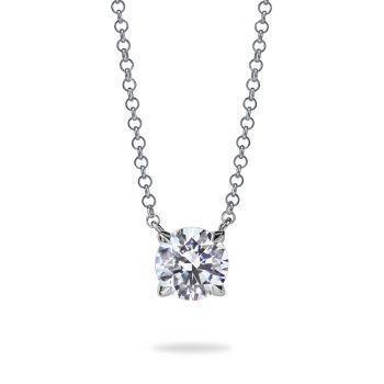 Collana Pendente Con Genuino Diamante Tondo 0,75 Carati In Oro Bianco 14K