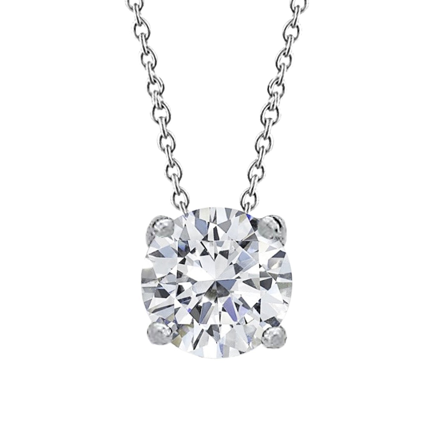 Collana Pendente Con Naturale Diamante Tondo Da 1,50 Carati In Oro Bianco 14K