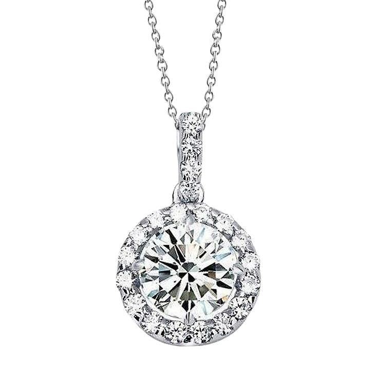 Collana Pendente Con Naturale Diamanti 2,50 Carati In Oro Bianco 14K