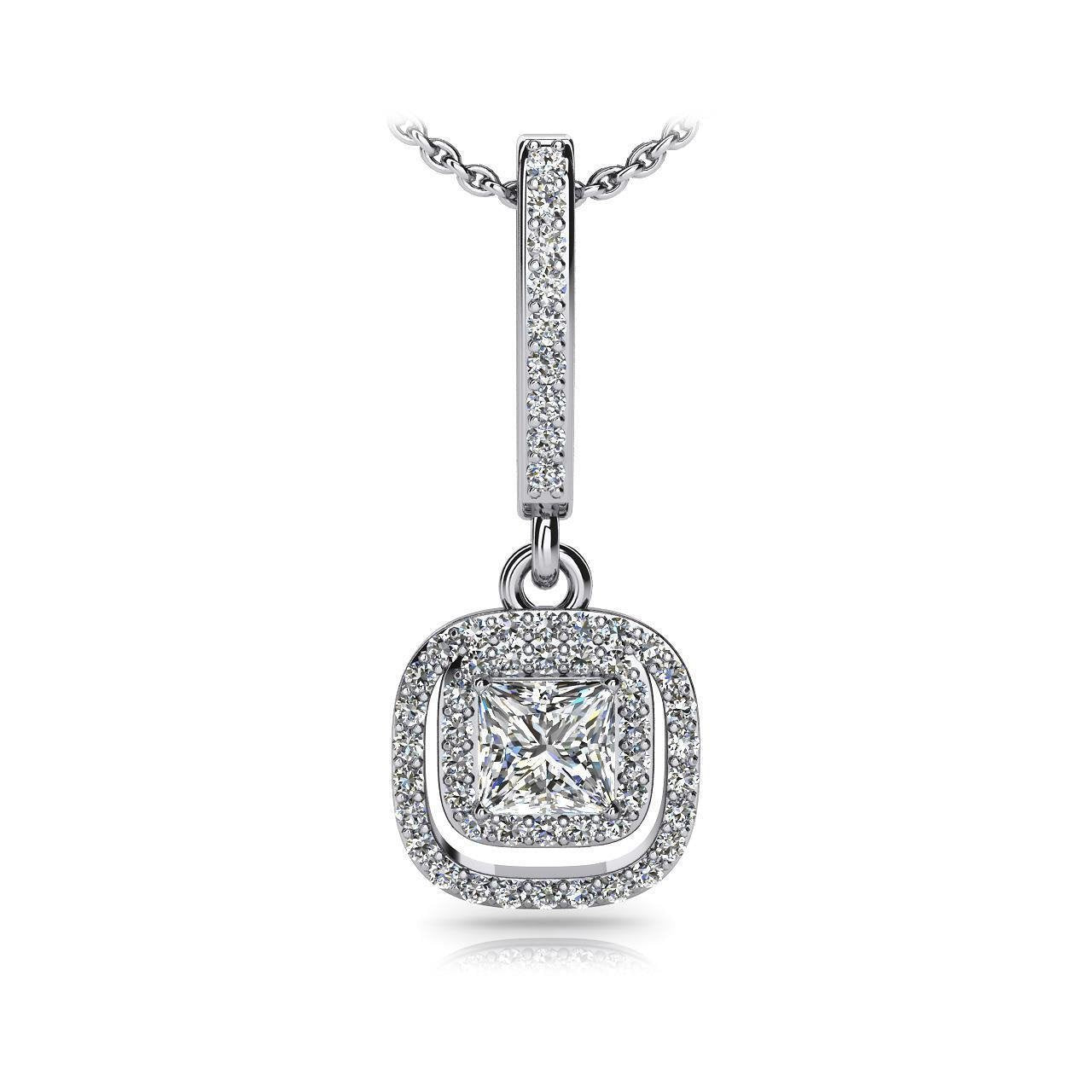 Collana Pendente Con Vero Diamante Da 4,25 Ct Day To Night A Goccia Con Splendida In Oro Bianco 14K