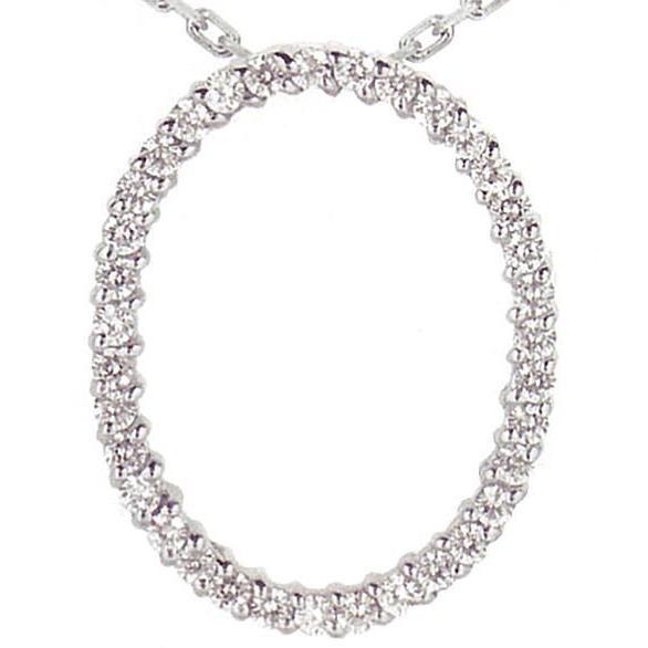 Collana Pendente Da Donna Con Genuino Diamanti A Forma Ovale Da 2,70 Carati In Oro Bianco 14K