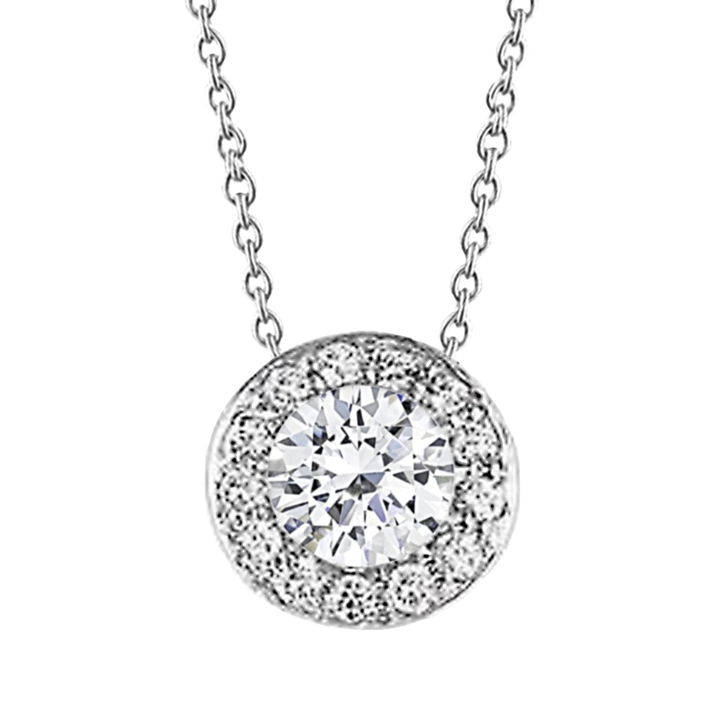 Collana Pendente Da Donna Con Splendidi Vero Diamanti Tondi Da 2,50 Carati In Oro Bianco 14K