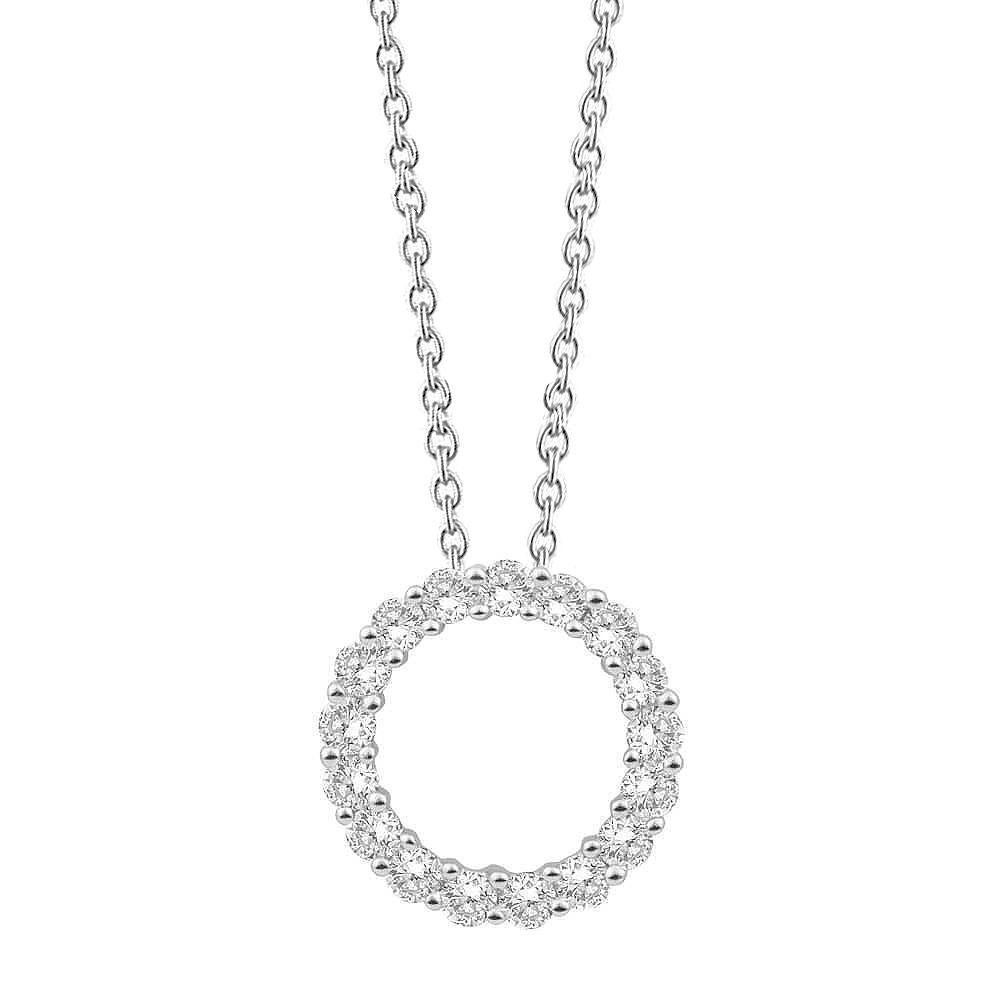 Collana Pendente Da Donna Con Vero Diamanti Taglio Rotondo Da 2,50 Carati In Oro Bianco 14K