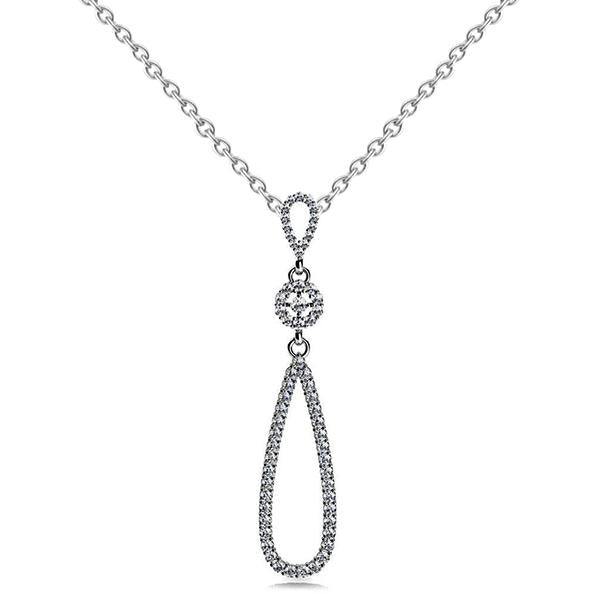 Collana Pendente Goccia Croce Celtica Con Vero Diamanti Taglio Rotondo 5 Carati In Oro Bianco 14K