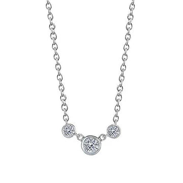 Collana Pendente Vero Diamanti Tondi 2 Carati Con Tre Pietre In Oro Bianco 14K