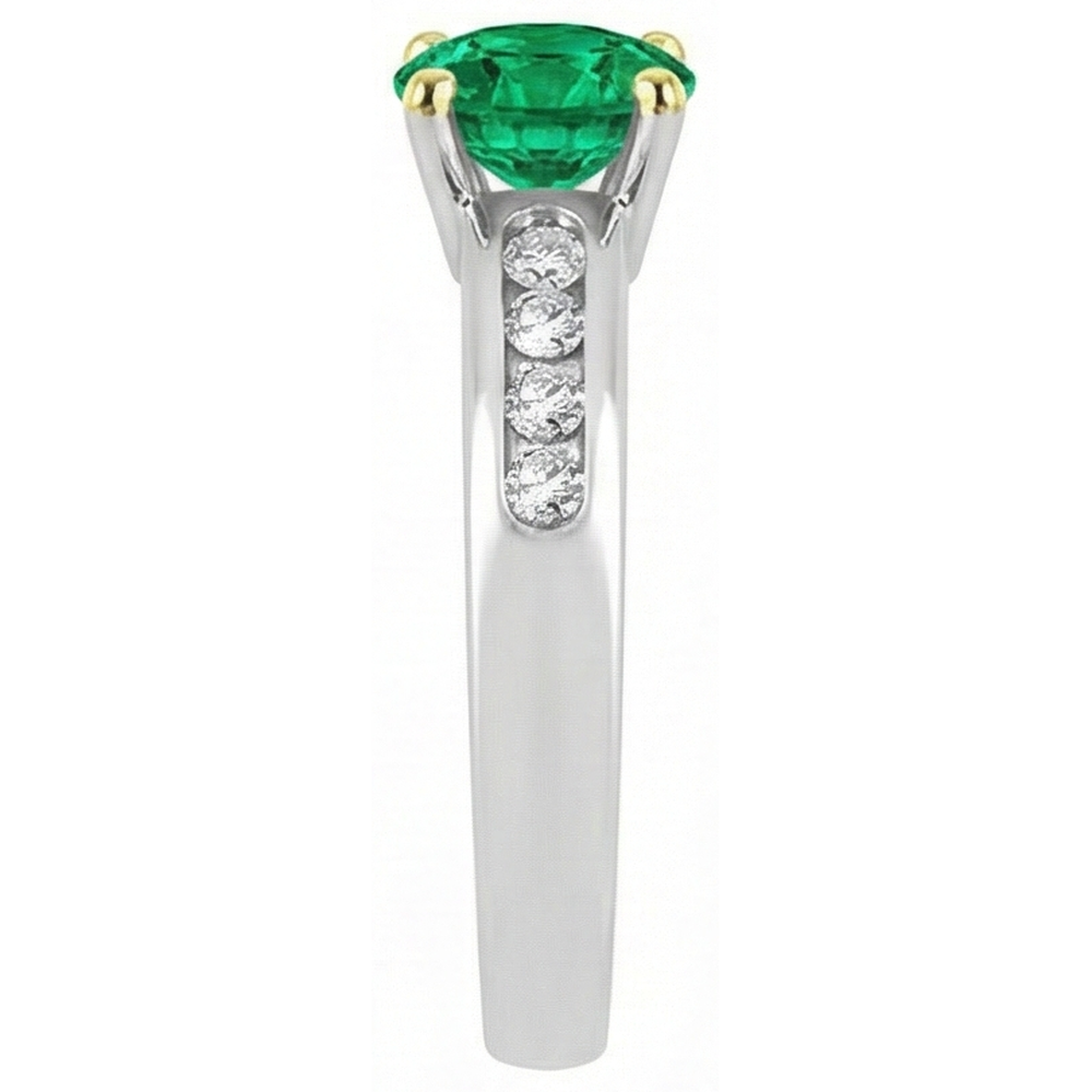 Anello con Pietra Preziosa Oro Bicolore 14K con Smeraldo Colombiano – vista dall'alto