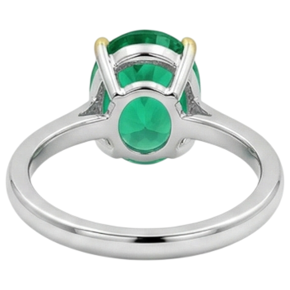 Smeraldo Fine Anello Pietra Colorata 5 carati Oro 14 Carati Bicolore – vista posteriore