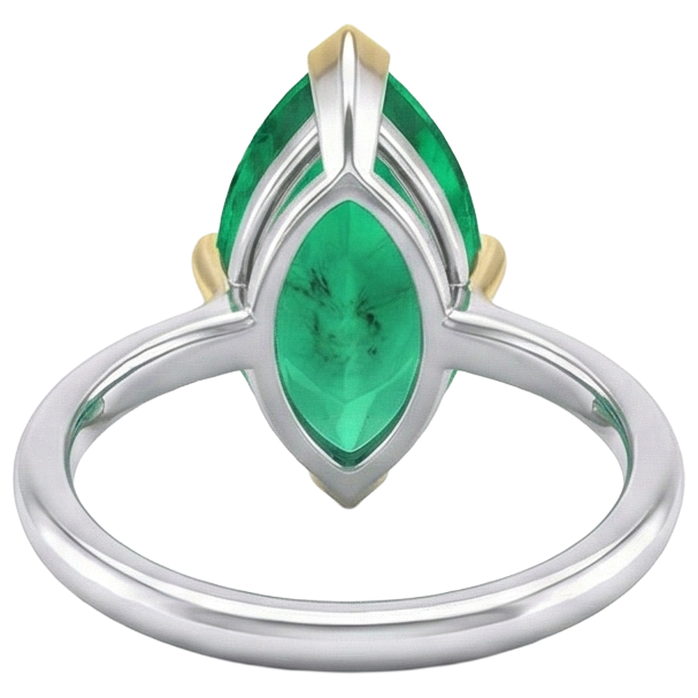 Smeraldo Colombiano Anello Pietra Colorata 3-carati Oro Due Toni 14K – vista posteriore