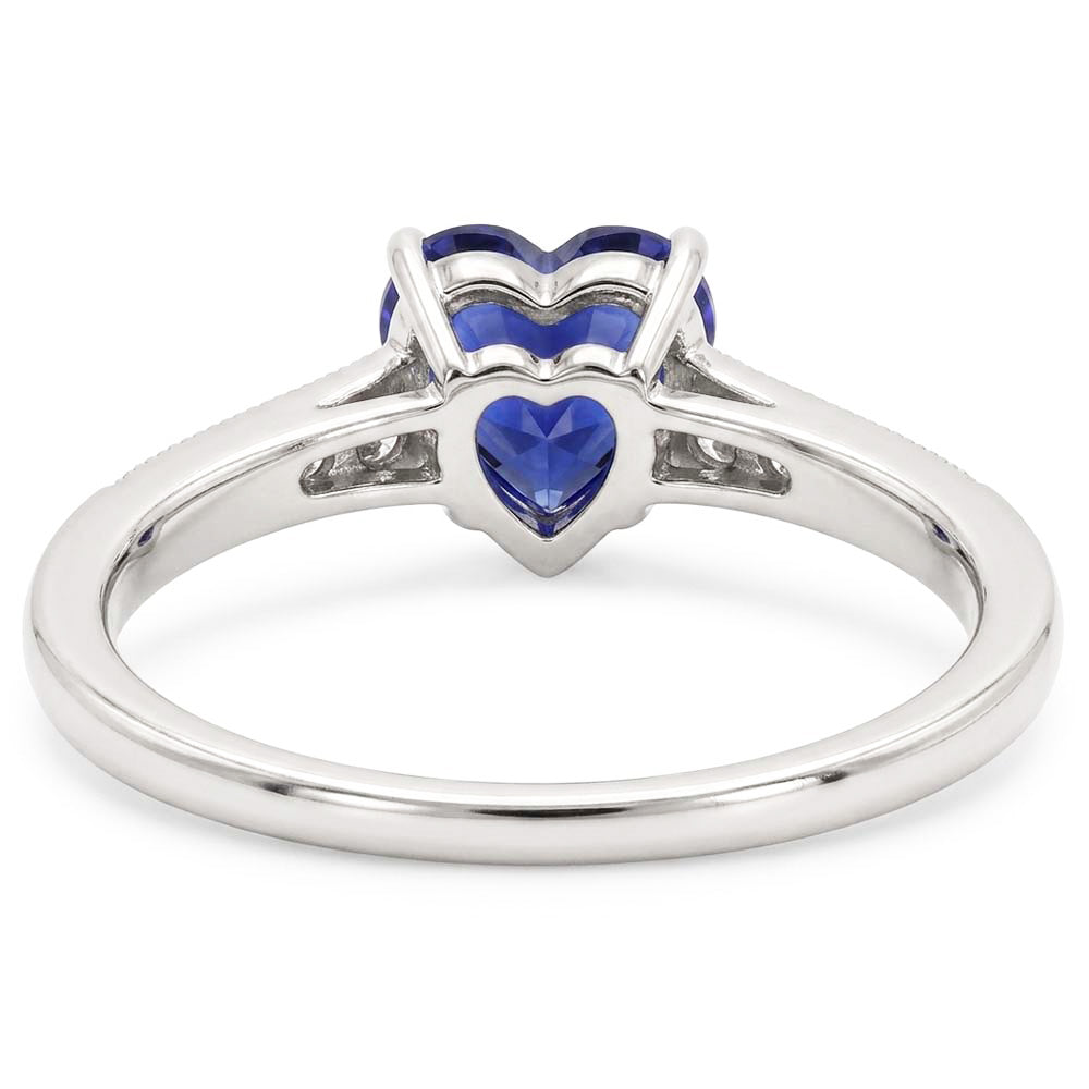 Cuore antico stile blu zaffiro anello di diamanti 3 carati oro 14K