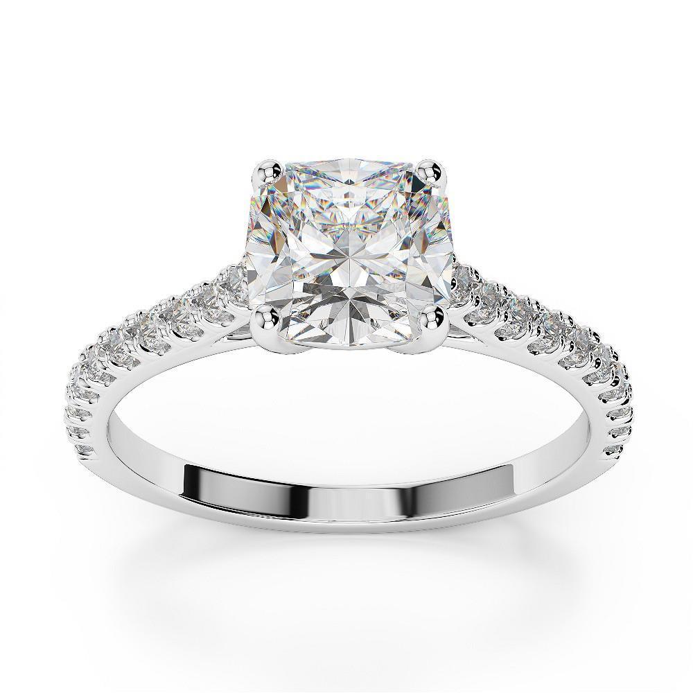 Cuscino E Anello Rotondo Con Naturale Diamante Da 2.90 Carati Nuovo Oro Bianco 14K