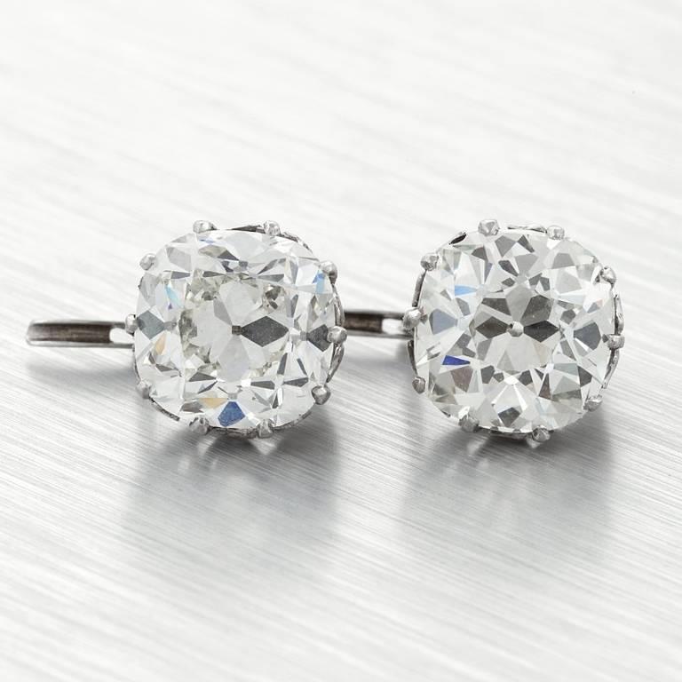 Cuscino Old Mine Cut 3 Carati Genuino Diamond Studs Orecchini In Oro Bianco 14K