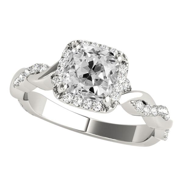 Cuscino Per Anello Anniversario Halo Vecchio Minatore Vero Diamante Twisted Shank 6 Carati