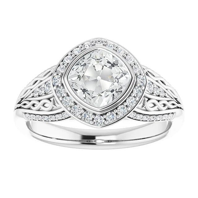 Cuscino Per Anello Con Alone In Stile Antico Set Di Castoni Con Naturale Diamanti A Taglio Antico 7,75 Carati