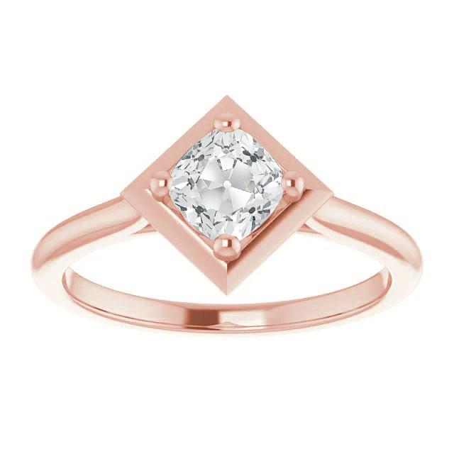 Cuscino Solitario Anello Con Vero Diamante Taglio Antico Stile Aquilone 3 Carati