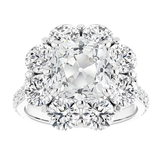Cuscino Vecchio Minatore Genuino Diamante Halo Ring Flower Style 19,50 Carati