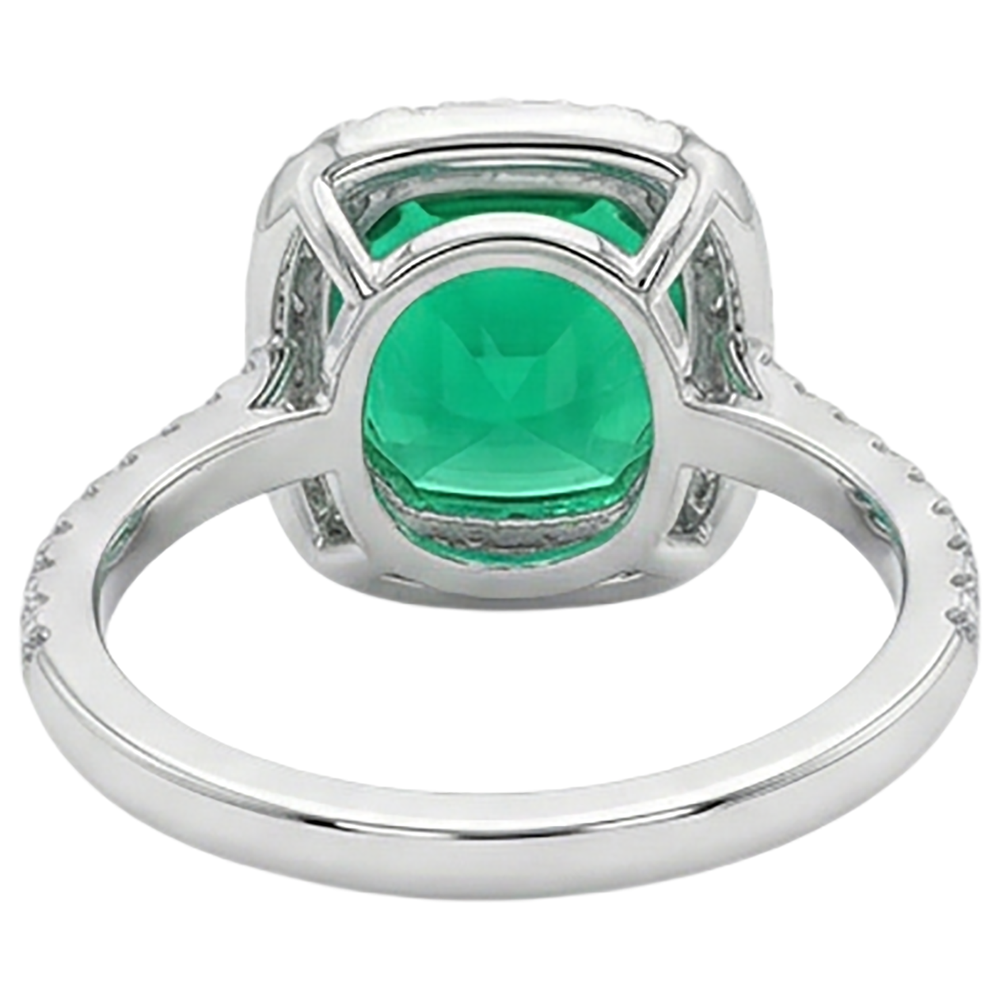 Anello Pietra Colorata Oro Due Toni 14K con Smeraldo Fine – vista posteriore