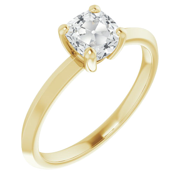 Diamante Cuscino Solitario di Fidanzamento in Oro 14 Carati Giallo – vista principale