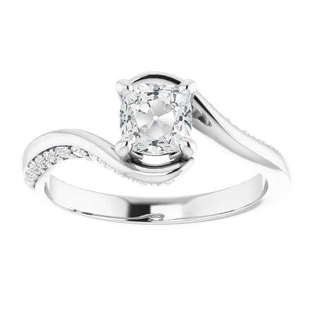 Diamante Fine Anello Solitario con Accenti 5,50-carati Oro Bianco 14K – vista principale