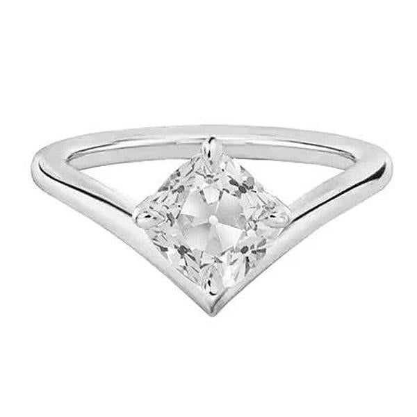 Cushion Solitaire Vecchio Minatore Genuino Diamante Ring Enhancer 2 Carati Oro Bianco