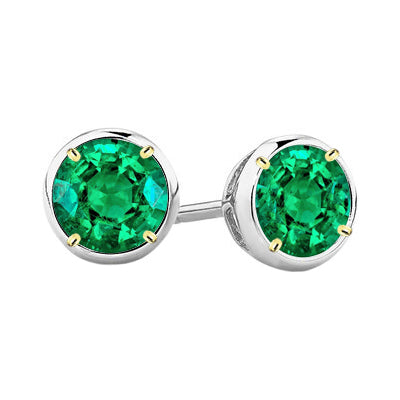 Smeraldo Gemstone Earring 1,50-carati Oro Bicolore 14K – vista principale