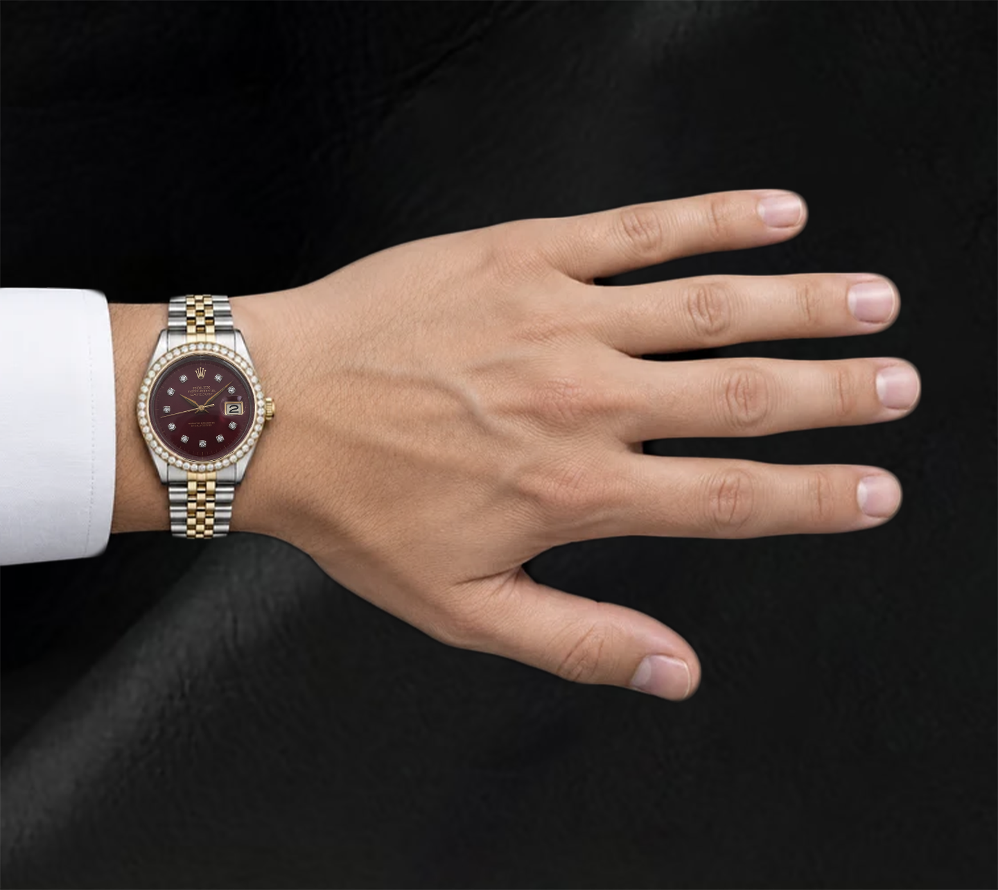 Orologio Rolex Datejust 16013 Lunetta con Diamanti Quadrante Rosso con Diamanti 36mm Bicolore