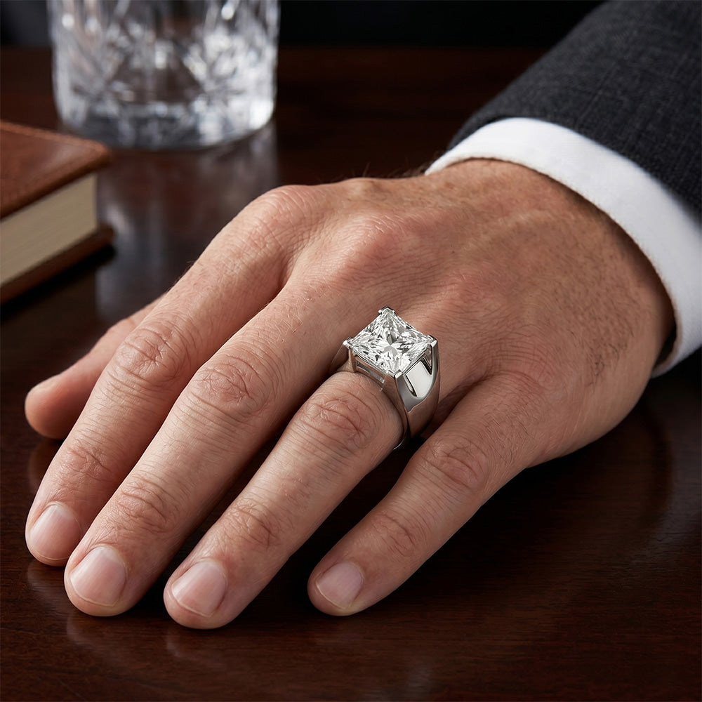 Diamante Fine Certificato IGI Anello Uomo 3 carati in Oro 14