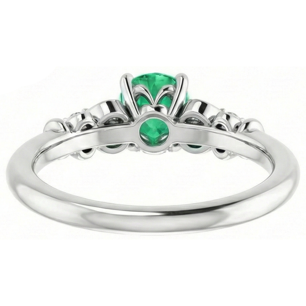 Diamante Naturale Autentico ( non creato in laboratorio ) rotondo verde smeraldo anello 1.40 carati oro bianco 14k gioielli
