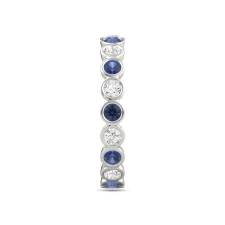 Diamante_Banda_Eternità_2 Carati_Castone_Rotondo_Zaffiro_Blu_Da_Donna