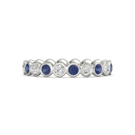 Diamante_Banda_Eternità_2 Carati_Castone_Rotondo_Zaffiro_Blu_Da_Donna