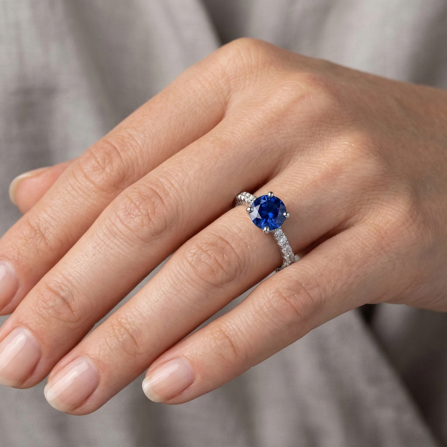 Diamanti Naturali Autentici ( non creati in laboratorio ) Zaffiro Anello