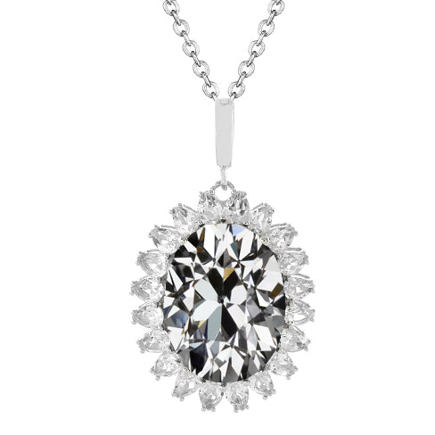 Collana Pendente Oro Bianco 14K con Diamante Fine – vista principale