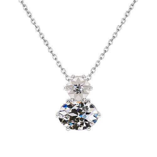 Collana Pendente Oro Bianco 14K con Brillante – vista principale