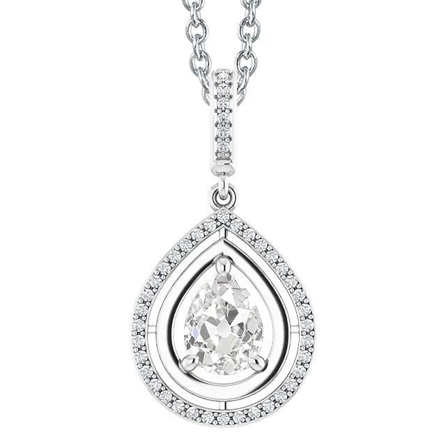 Diamante Cuscino Antico Pendente in Oro Bianco 14K – vista principale