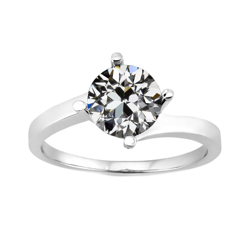 Taglio Old Mine Diamante Fine anello in Oro Bianco 14K – vista principale