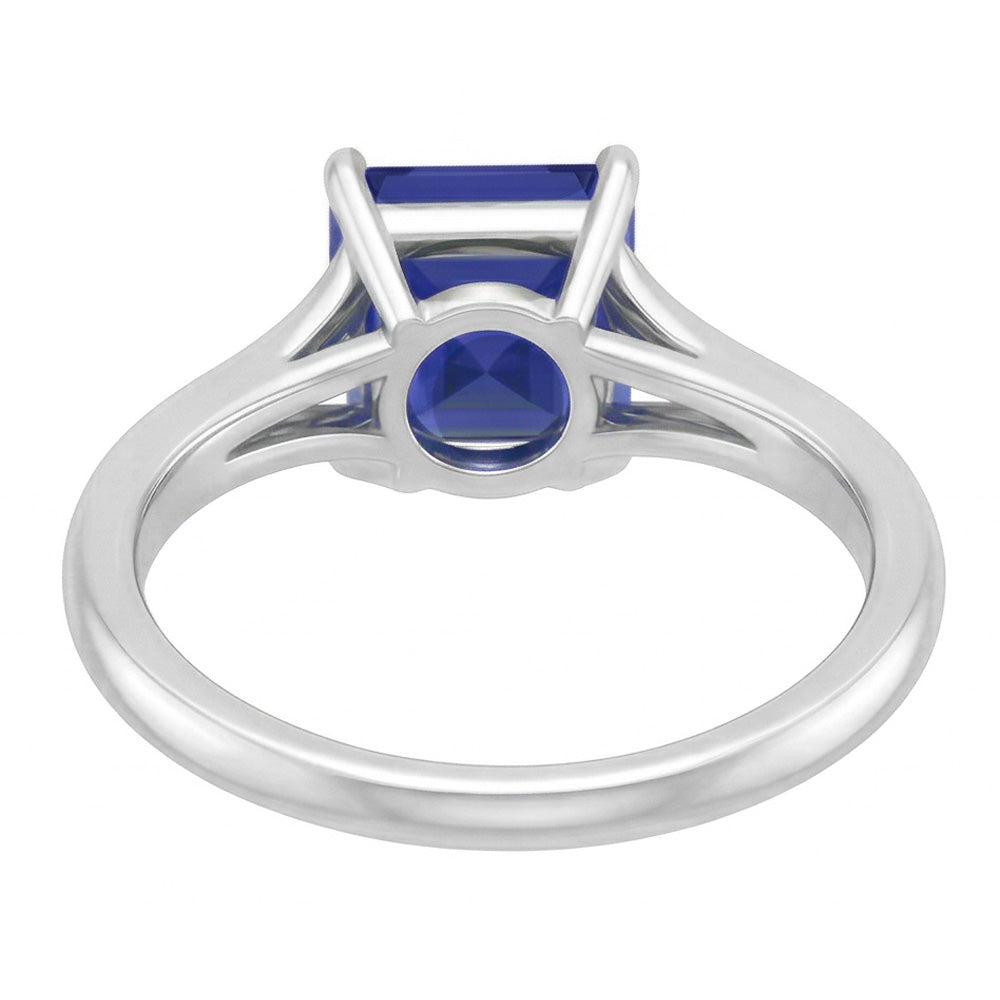Eagle Claws Solitaire Asscher Anello con taglio a gambo diviso Zaffiro blu 1,50 carati
