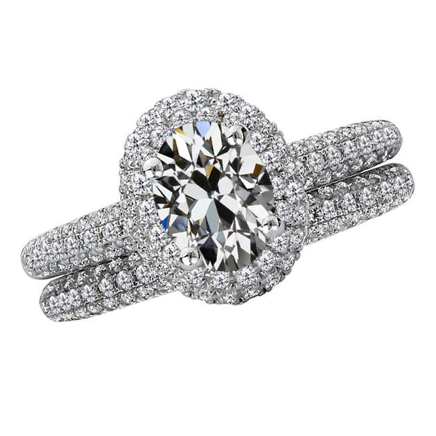 Brillante Anello Halo 4 carati Oro Bianco 14K – vista principale