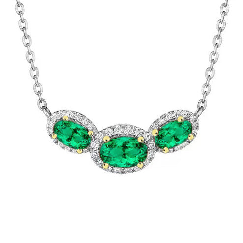 Smeraldo Colombiano Collana Pendente 1 carati Oro Bicolore 14K – vista principale