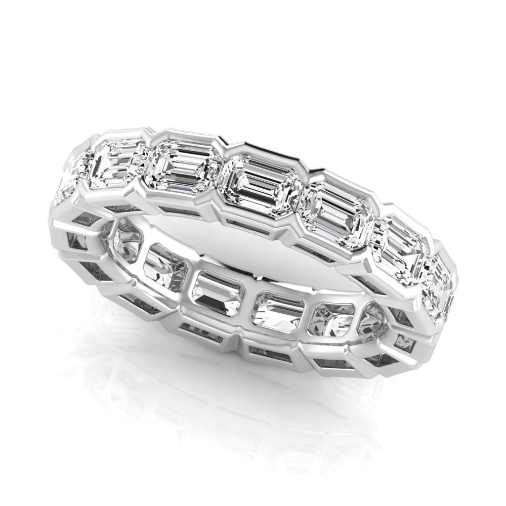 Taglio a Gradini Diamante anello in Oro Bianco 14K – vista laterale