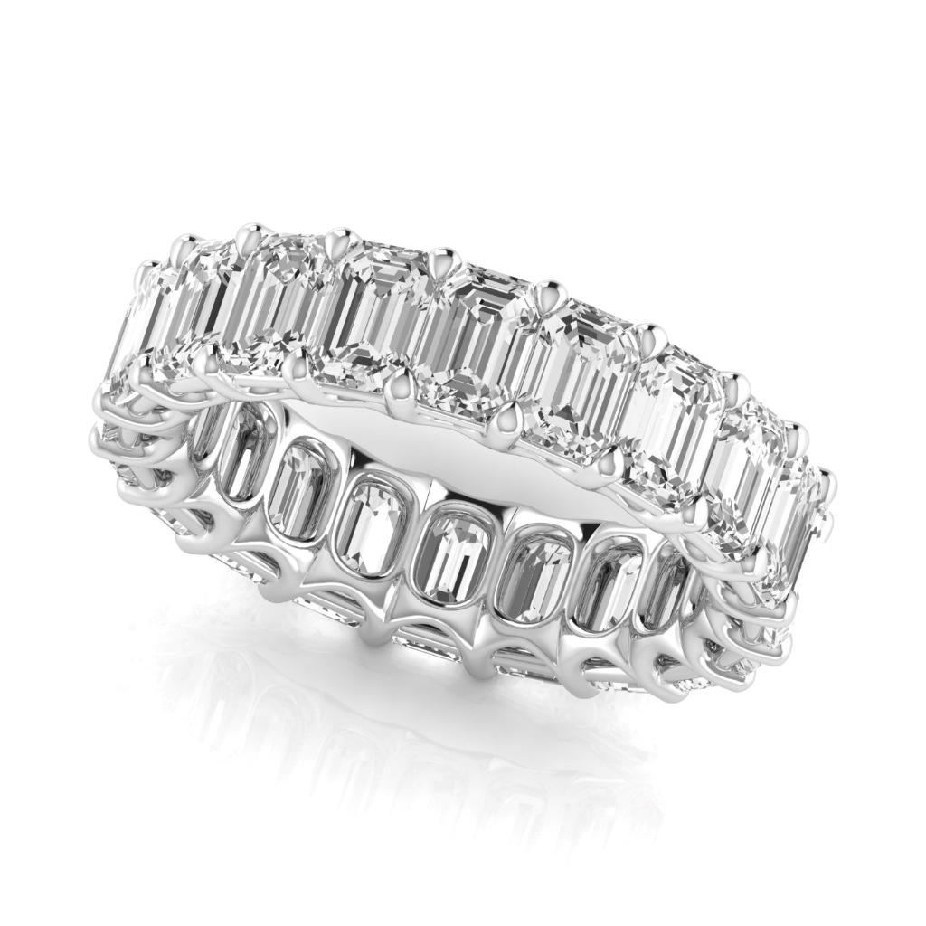 Diamante Taglio a Gradini Eternity Band in Oro Bianco 14K – vista laterale