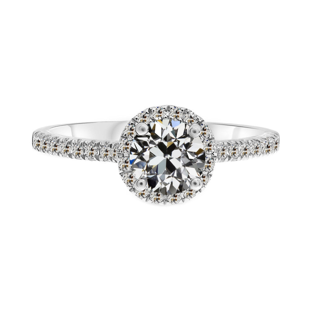 Diamante Fine Anello con Pavé Halo 1,50 carati Oro 14 Carati Bianco – vista principale