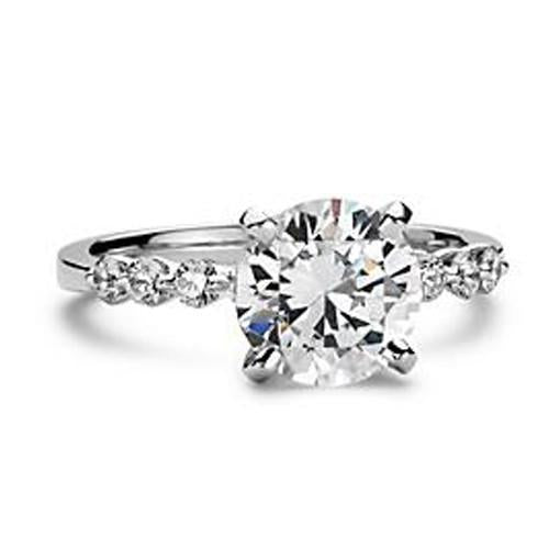 Enorme Anello Di Naturale Diamanti Rotondi Con Accenti Di Gioielli Da 3.91 Ct. Oro Bianco 14K