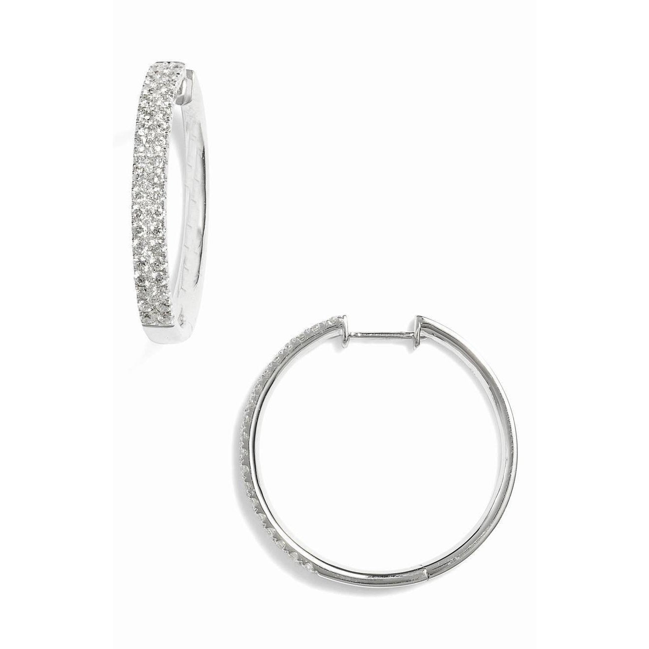 F Vvs1 Orecchini A Cerchio Da Donna Con Genuino Diamanti Scintillanti Da 3.00 Carati In Oro Bianco