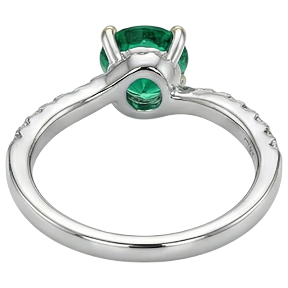 Anello con Pietra Preziosa Oro 14 Carati Bicolore con Smeraldo – vista posteriore