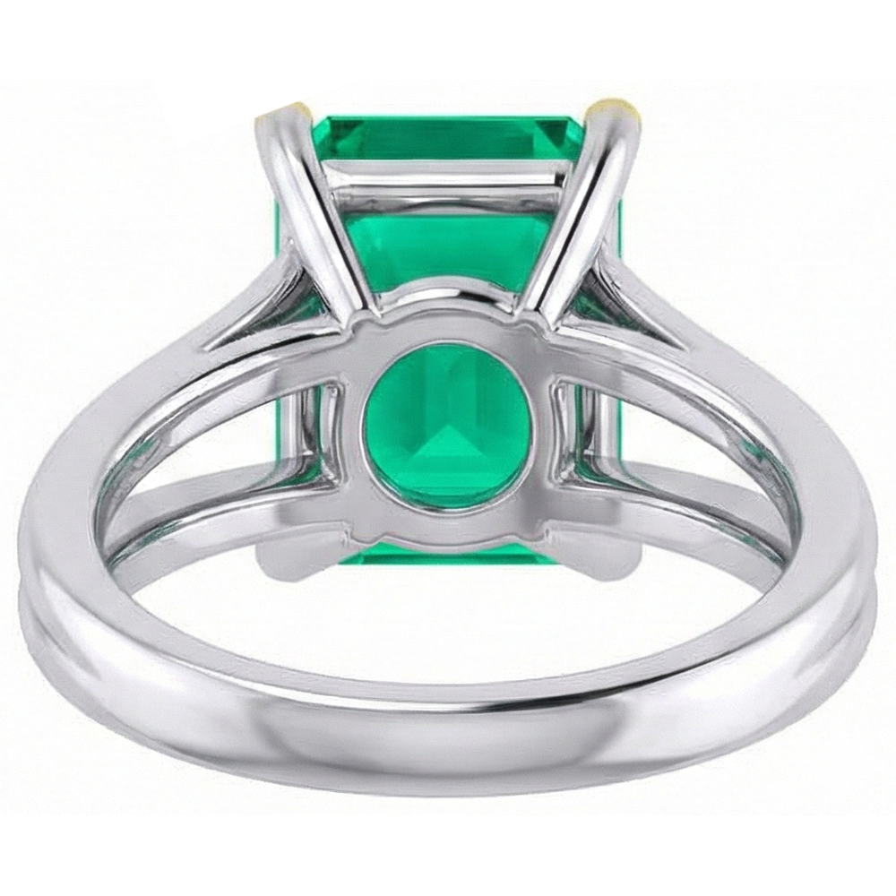 Asscher Smeraldo anello in Oro Bicolore 14K – vista dall'alto